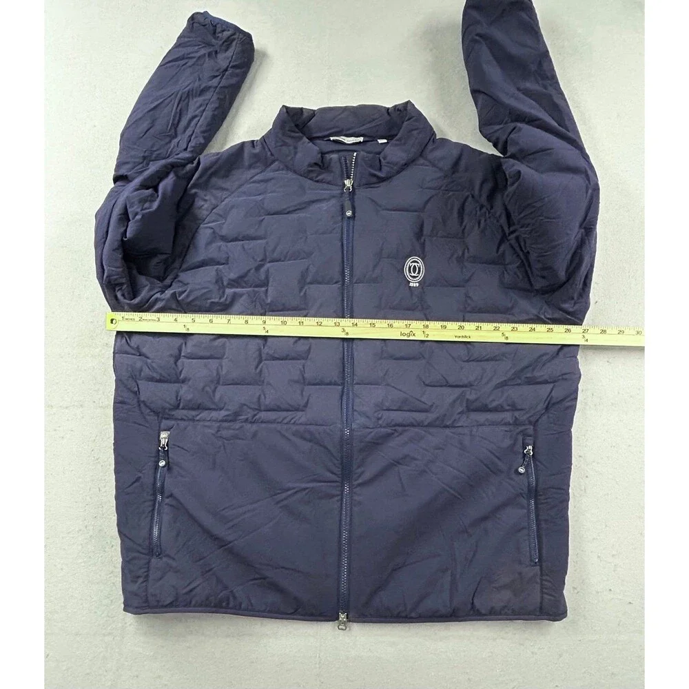 Peter Millar Mens Navy Insulated Front Full Zip Jacket Golf Puffer Jacket